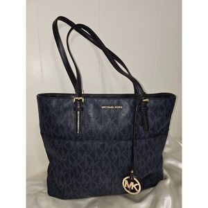 Michael Kors Bedford Tote in Logo Blue/Black